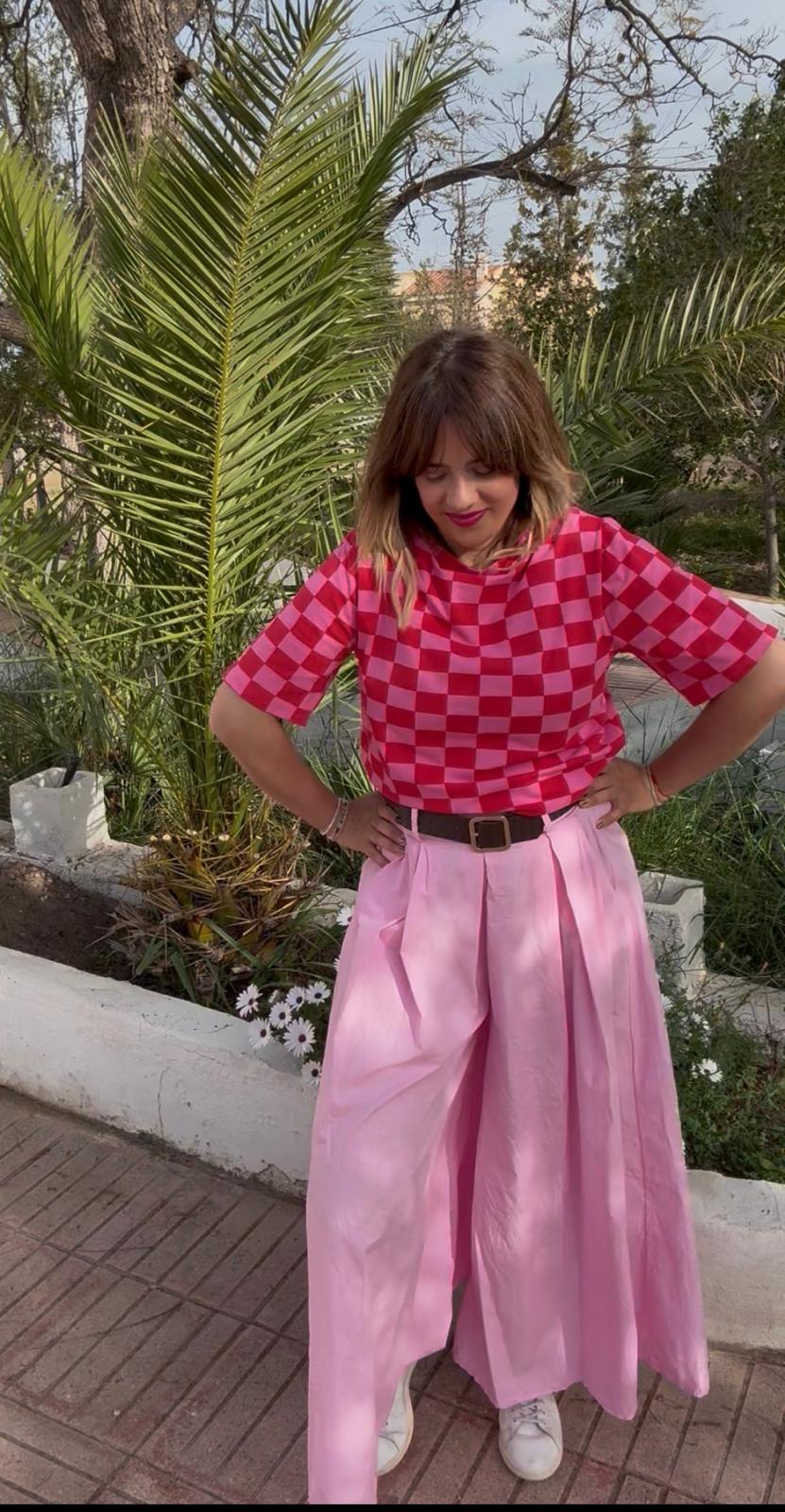 pantalon palazzo pink